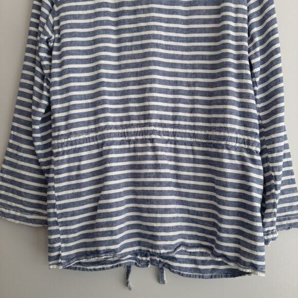 JOE FRESH Button Down Light Shirt Jacket Utility Roll-Up Sleeves Stripes Sz M - Picture 10 of 16